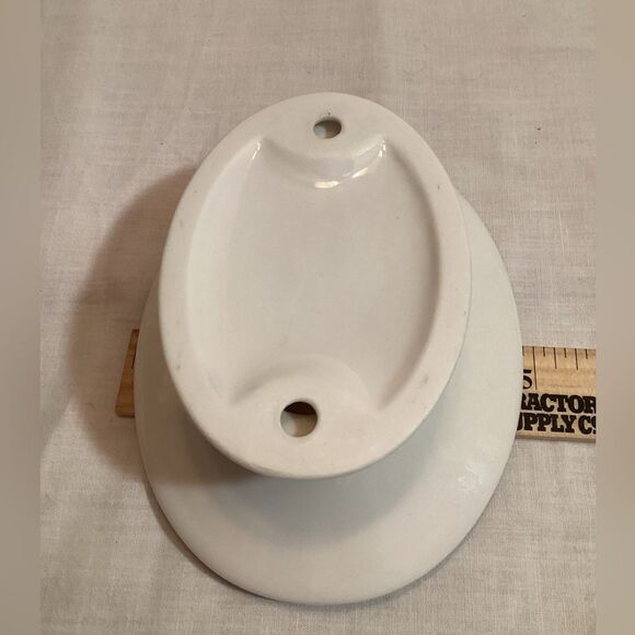 Elegant White Ceramic Footed Soap Bowl with Blue Accent Vintage Croscill Unused - Picture 8 of 10